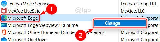 Ms Edge Change โปรแกรมและคุณสมบัติ