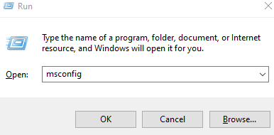 Msconfig Futtatás párbeszédpanel
