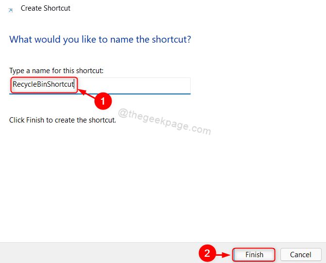 Poimenujte bližnjico Recyclebinshortcut Win11