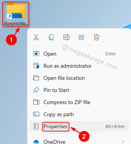 Lastnosti Recyclebinshortcut Win11