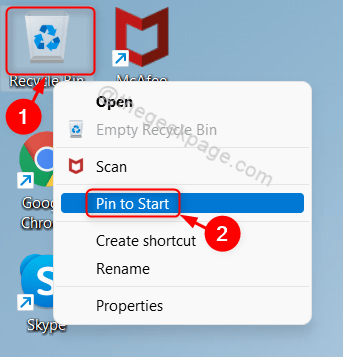 Pin za koš za zagon Win11