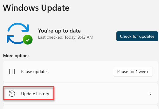 Windows Update Update-Verlauf