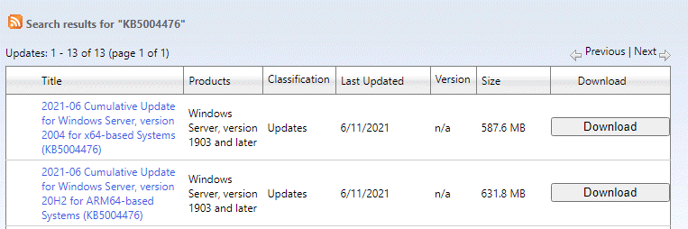 Suchergebnisse des Microsoft Update-Katalogs Klicken Sie auf Download Based On System Type (basierend auf Systemtyp herunterladen).