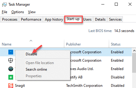 Task-Manager-Startregisterkarte Rechtsklick auf jede App deaktivieren