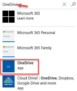 Microsoft Store Sök Onedrive Onedrive App