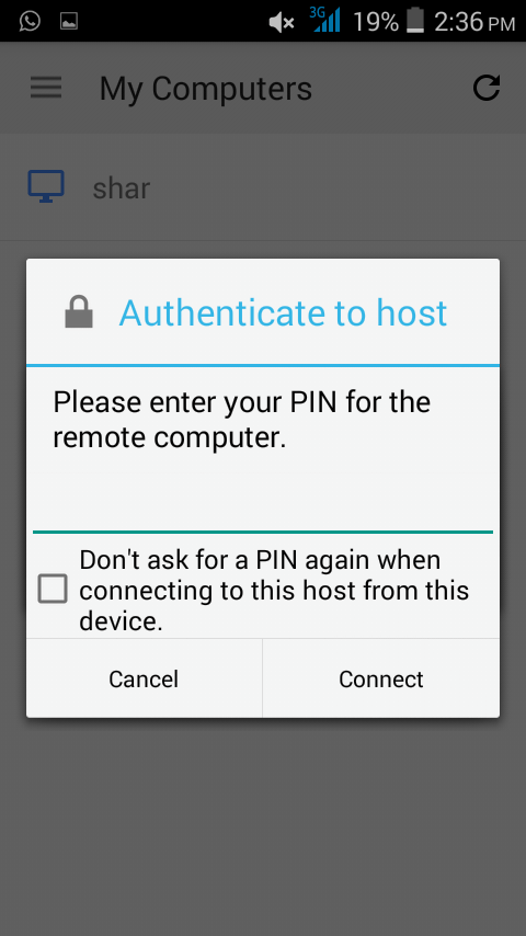 输入您的 PIN 以进行连接