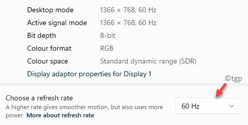 Pantalla avanzada Elegir frecuencia de actualización