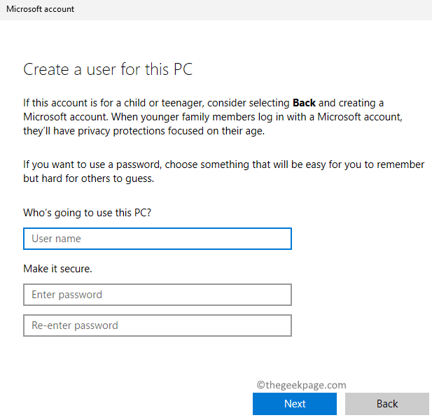Microsoft 계정 새 로컬 계정 만들기 최소