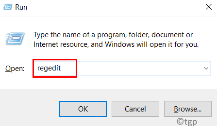 Esegui Regedit min