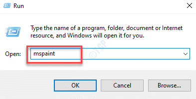 Paleiskite komandą Mspaint Enter