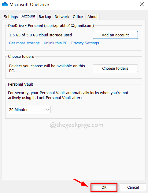 Tamam Düğmesi Onedrive Ayarları 11zon