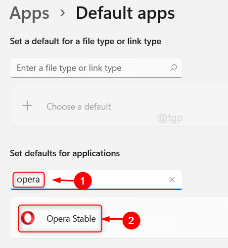 Opera stable dans les applications par défaut Win11