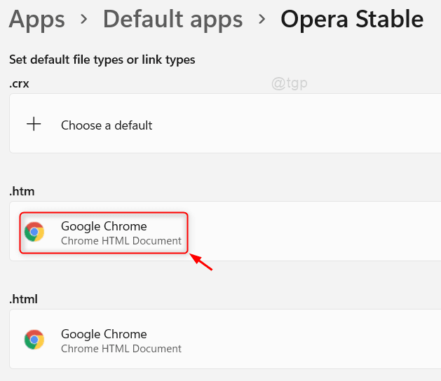 Définir le navigateur Opera par défaut pour Html Win11