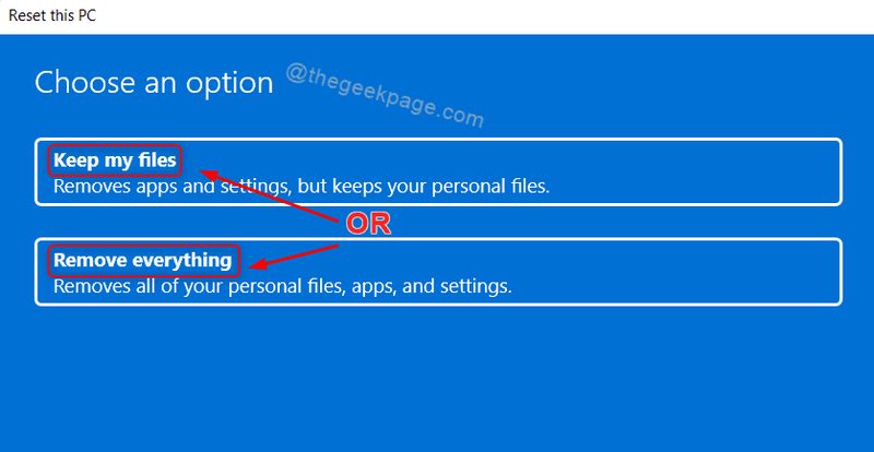 خيار إعادة ضبط المصنع Win11