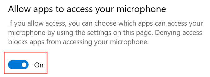 Permitir que las aplicaciones accedan al micrófono Toggle On Min