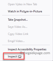 Firefox New Tab Youtube Video Rechtsklick auf Inspizieren