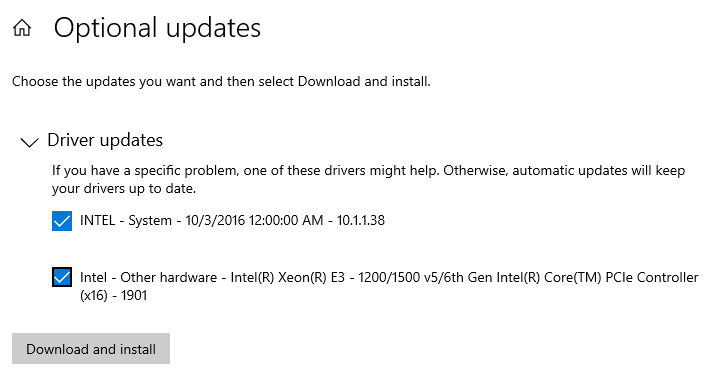 Optionele driverupdate Min Min