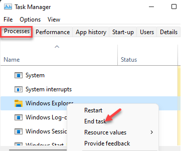 Taakbeheer verwerkt Windows-processen Windows Verkenner Klik met de rechtermuisknop op Taak beëindigen