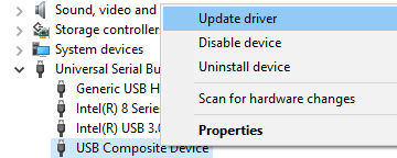 Aktualisieren Sie den USB-Treiber