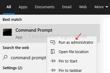 Clique no ícone do Windows, digite prompt de comando, clique com o botão direito e clique em Executar como administrador