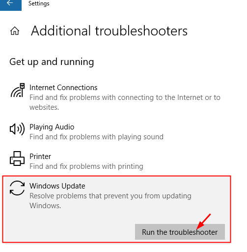 ตัวแก้ไขปัญหา Windows Update