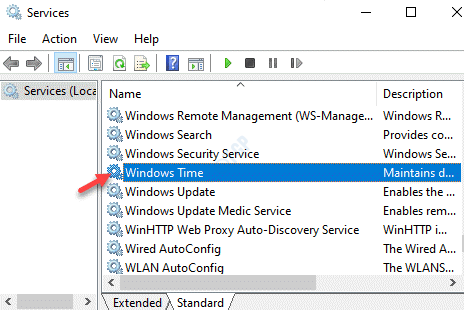 Pakalpojuma nosaukums Windows laiks Veiciet dubultklikšķi