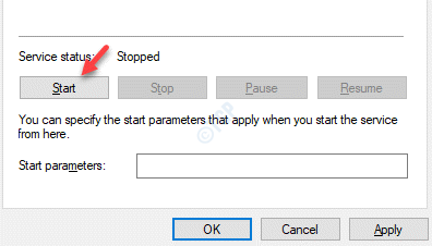 Windows laika rekvizīti General Service Status Start