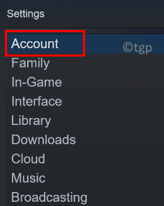 Mínimo da conta de configurações do Steam