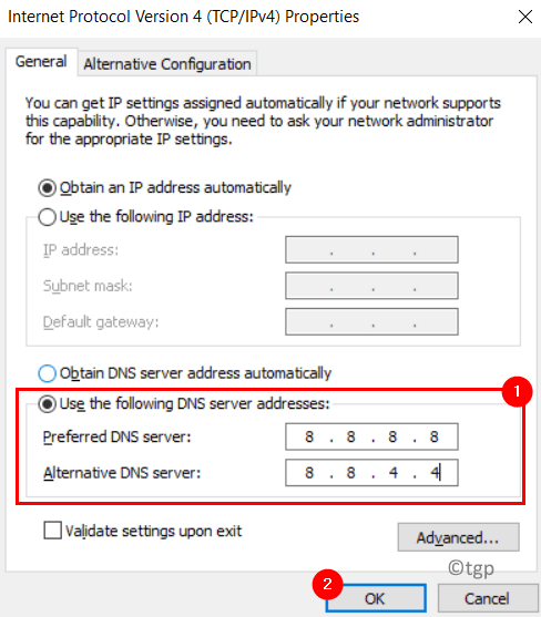 Servidor DNS alternativo preferencial IPv4 min