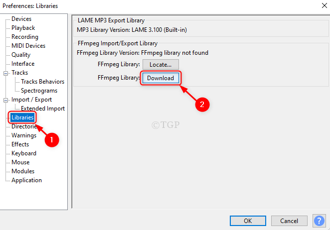 Bibliotheken Einstellungen Audacity Neu Min