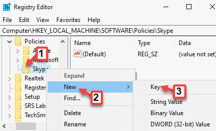 Rekisterieditorin käytännöt Skypen uusi avain