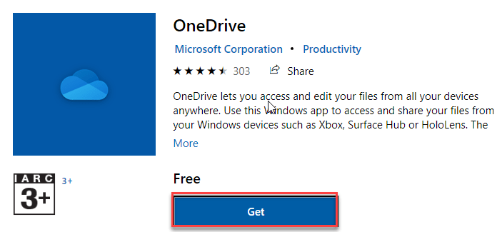 Obtener Onedrive mínimo