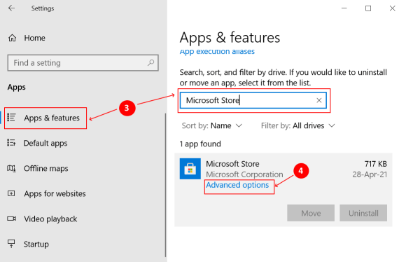 Ms Store Launch Error Reset Store Options Min