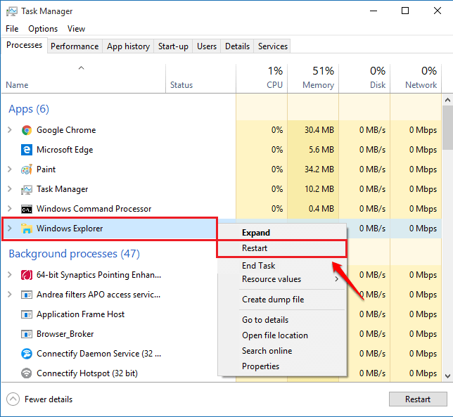 7winexplorer neustarten