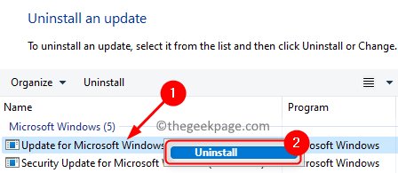 Izberite In Uninstall Update Min