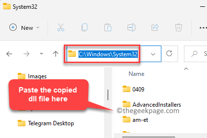 File Explorer System32 Prilepite kopirano datoteko Dll Min