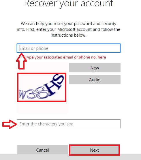 E-Mail und Captcha eingeben