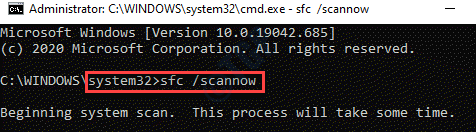Invite de commandes (admin) Exécutez la commande Sfc Scannow Entrez