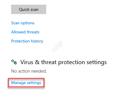 Paramètres de gestion de la protection contre les virus et les menaces
