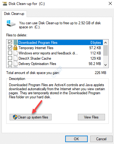 Nettoyage de disque pour les fichiers système de nettoyage du lecteur C