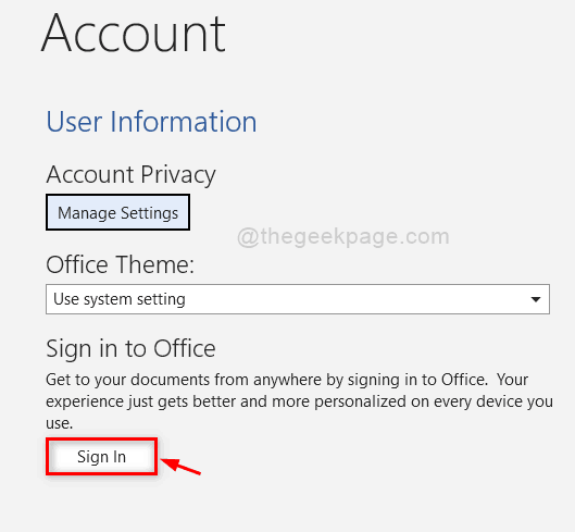ปุ่มลงชื่อเข้าใช้ Ms Word 11zon