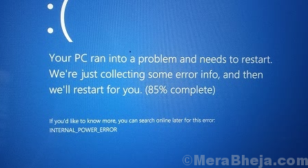 Unutarnja pogreška napajanja plavi zaslon u sustavu Windows 10