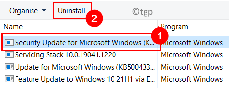 Desinstalli vastuoluline värskendus Min