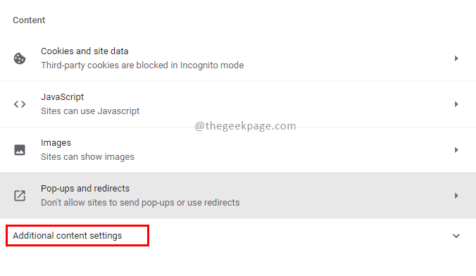 Mínimo de configuração de conteúdo adicional