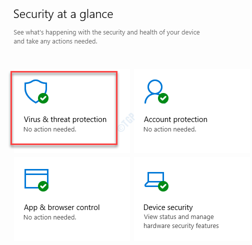 Windows 보안 홈 오른쪽 바이러스 및 위협 방지