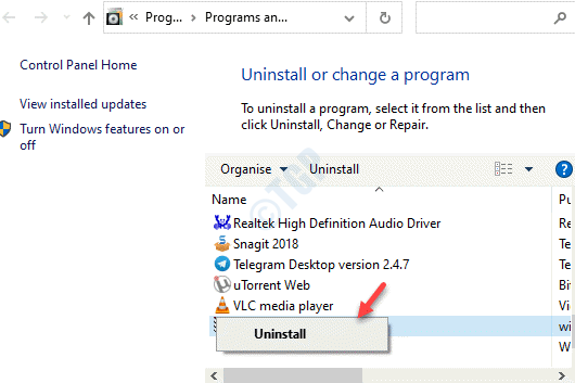 Programmi e funzionalità Disinstalla o modifica un programma Trova l