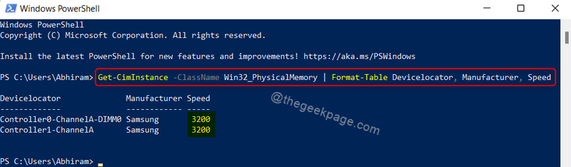 Ram Speed ​​Command Powershell