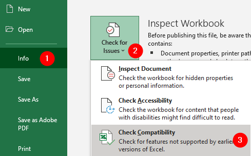 Modo de compatibilidad de información de Excel