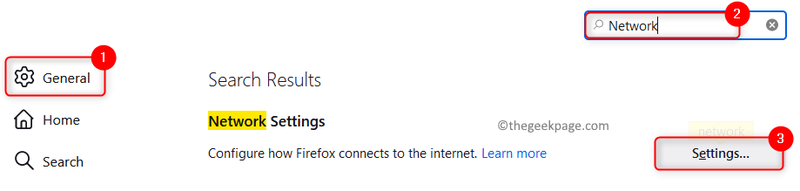 Firefox-Netzwerkeinstellungen Min