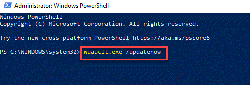 Windows Powershell (ผู้ดูแลระบบ) เรียกใช้คำสั่งอัปเดต Enter